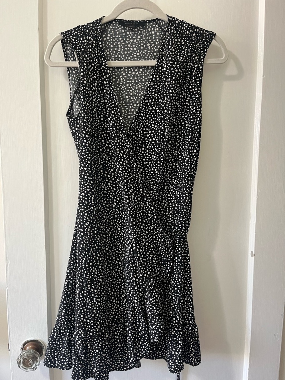 All Saints Krystal Dress Scatter Print Black White Dot Print